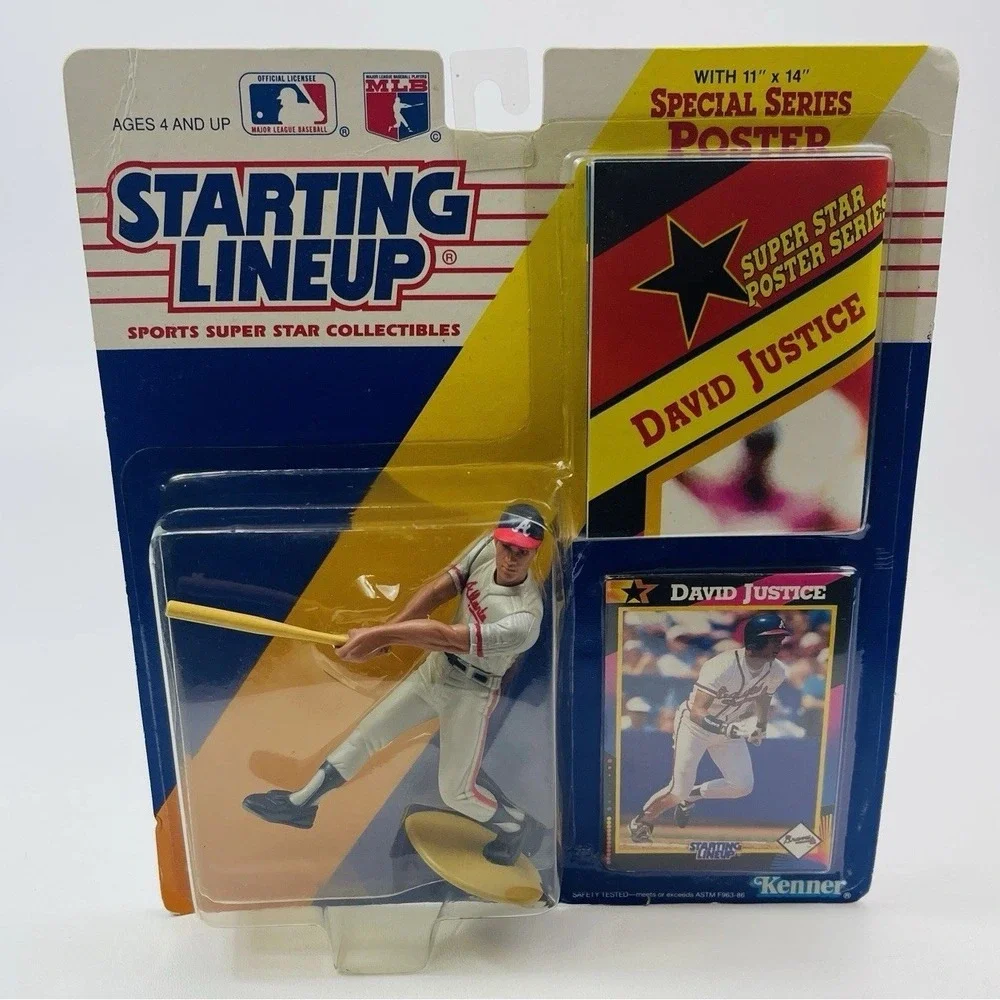 1992 Starting Lineup David Justice Atlanta Braves Action Figure Kenner MLB card